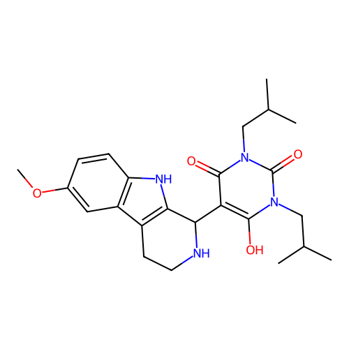 6-hydroxy-1,3-diisobutyl-5-(6-methoxy-2,3,4,9-tetrahydro-1H-pyrido[3,4-b]indol-1-yl)pyrimidine-2,4(1H,3H)-dione structure