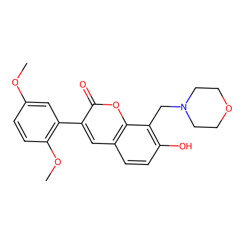 3-(2,5-Dimethoxyphenyl)-7-hydroxy-8-(morpholin-4-ylmethyl)chromen-2-one structure