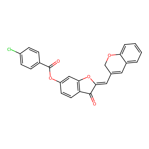 2-(2H-chromen-3-ylmethylene)-3-oxobenzo[3,4-b]furan-6-yl 4-chlorobenzoate structure