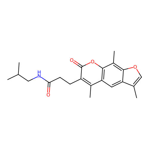 N-isobutyl-3-(3,5,9-trimethyl-7-oxo-7H-furo[3,2-g]chromen-6-yl)propanamide structure