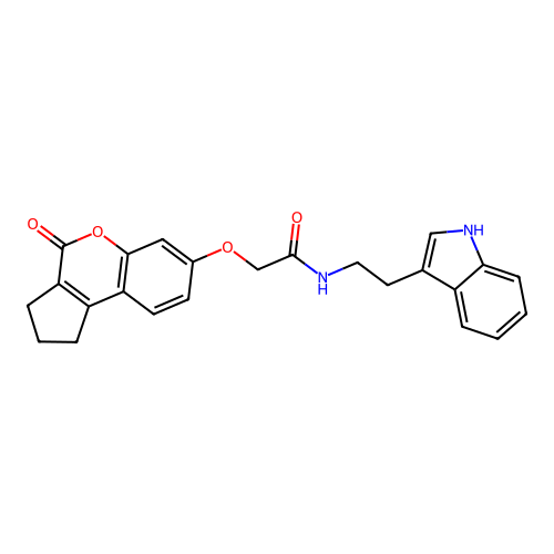 N-(2-(1H-indol-3-yl)ethyl)-2-((4-oxo-1,2,3,4-tetrahydrocyclopenta[c]chromen-7-yl)oxy)acetamide structure