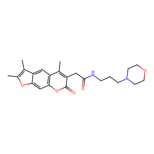 N-(3-morpholinopropyl)-2-(2,3,5-trimethyl-7-oxo-7H-furo[3,2-g]chromen-6-yl)acetamide structure