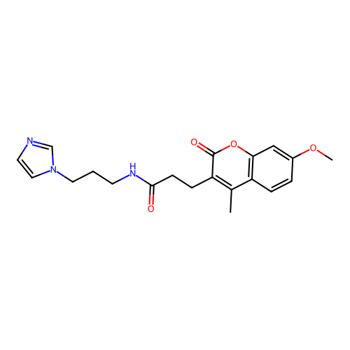 N-(3-(1H-imidazol-1-yl)propyl)-3-(7-methoxy-4-methyl-2-oxo-2H-chromen-3-yl)propanamide structure