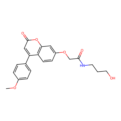 N-(3-hydroxypropyl)-2-((4-(4-methoxyphenyl)-2-oxo-2H-chromen-7-yl)oxy)acetamide structure