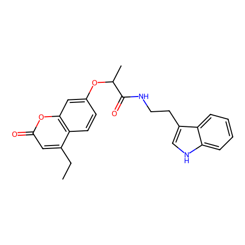 N-(2-(1H-indol-3-yl)ethyl)-2-((4-ethyl-2-oxo-2H-chromen-7-yl)oxy)propanamide structure
