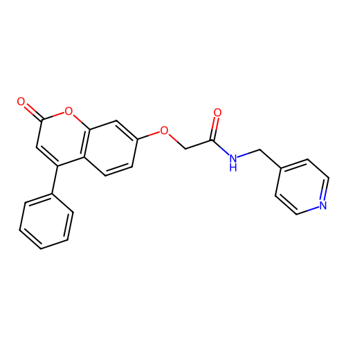2-((2-oxo-4-phenyl-2H-chromen-7-yl)oxy)-N-(pyridin-4-ylmethyl)acetamide structure