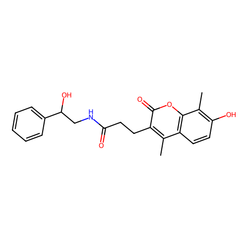N-(2-hydroxy-2-phenylethyl)-3-(7-hydroxy-4,8-dimethyl-2-oxo-2H-chromen-3-yl)propanamide structure