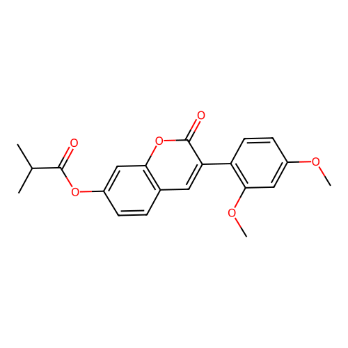 3-(2,4-dimethoxyphenyl)-2-oxo-2H-chromen-7-yl isobutyrate structure