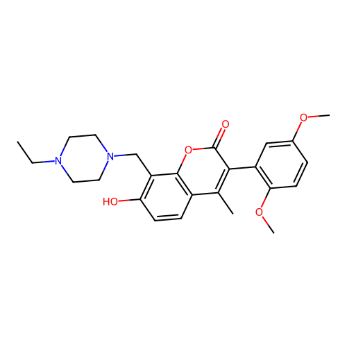 3-(2,5-dimethoxyphenyl)-8-((4-ethylpiperazin-1-yl)methyl)-7-hydroxy-4-methyl-2H-chromen-2-one structure