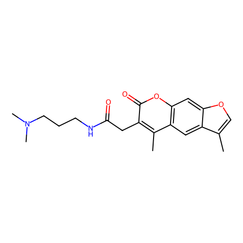 2-(3,5-dimethyl-7-oxo-7H-furo[3,2-g]chromen-6-yl)-N-(3-(dimethylamino)propyl)acetamide structure