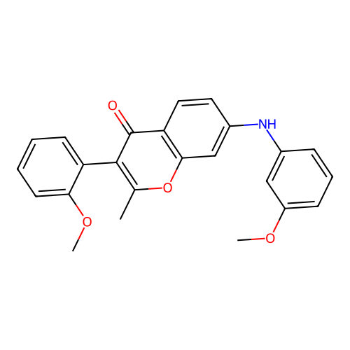 3-(2-methoxyphenyl)-7-((3-methoxyphenyl)amino)-2-methyl-4H-chromen-4-one structure