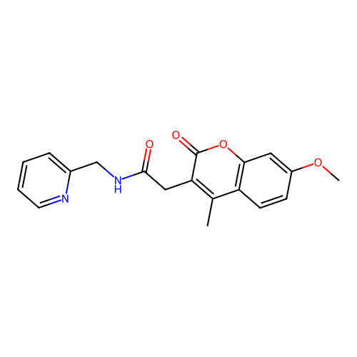 2-(7-methoxy-4-methyl-2-oxo-2H-chromen-3-yl)-N-(pyridin-2-ylmethyl)acetamide structure