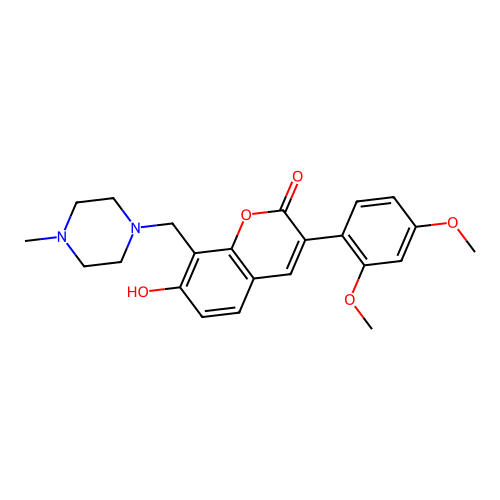 3-(2,4-dimethoxyphenyl)-7-hydroxy-8-((4-methylpiperazin-1-yl)methyl)-2H-chromen-2-one structure