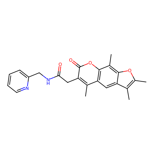 N-(pyridin-2-ylmethyl)-2-(2,3,5,9-tetramethyl-7-oxo-7H-furo[3,2-g]chromen-6-yl)acetamide structure