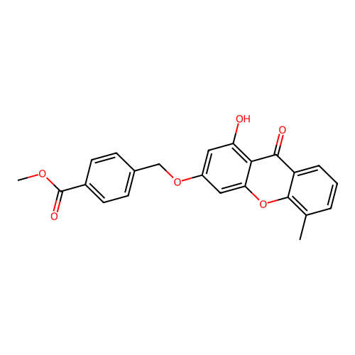 methyl 4-(((1-hydroxy-5-methyl-9-oxo-9H-xanthen-3-yl)oxy)methyl)benzoate structure