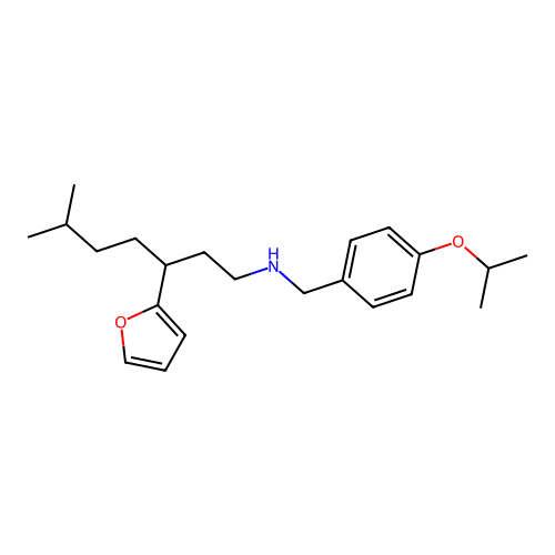 3-(furan-2-yl)-N-(4-isopropoxybenzyl)-6-methylheptan-1-amine structure