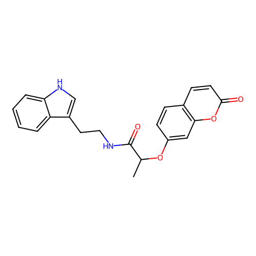 N-(2-(1H-indol-3-yl)ethyl)-2-((2-oxo-2H-chromen-7-yl)oxy)propanamide structure