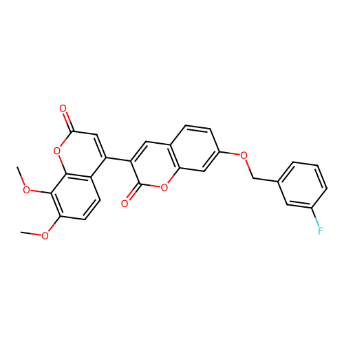7-((3-fluorobenzyl)oxy)-7',8'-dimethoxy-2H,2'H-[3,4'-bichromene]-2,2'-dione structure