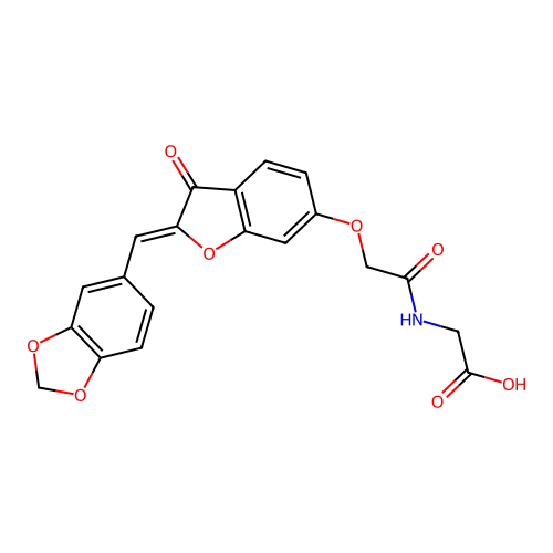(Z)-2-(2-((2-(benzo[d][1,3]dioxol-5-ylmethylene)-3-oxo-2,3-dihydrobenzofuran-6-yl)oxy)acetamido)acetic acid structure