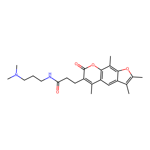 N-(3-(dimethylamino)propyl)-3-(2,3,5,9-tetramethyl-7-oxo-7H-furo[3,2-g]chromen-6-yl)propanamide structure