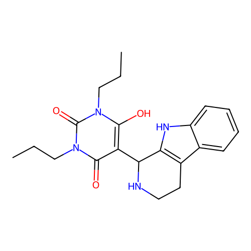6-hydroxy-1,3-dipropyl-5-(2,3,4,9-tetrahydro-1H-pyrido[3,4-b]indol-1-yl)pyrimidine-2,4(1H,3H)-dione structure