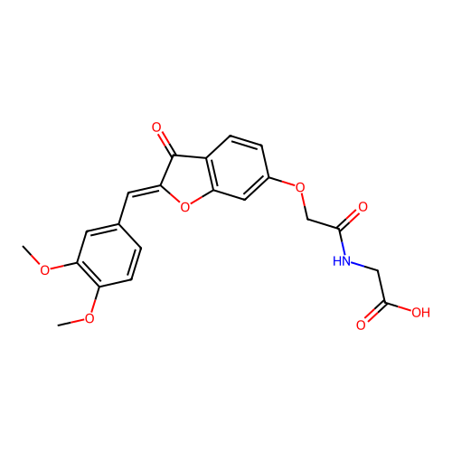 (Z)-2-(2-((2-(3,4-dimethoxybenzylidene)-3-oxo-2,3-dihydrobenzofuran-6-yl)oxy)acetamido)acetic acid structure