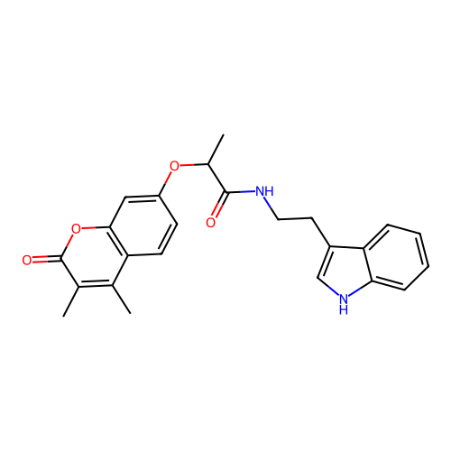 N-(2-(1H-indol-3-yl)ethyl)-2-((3,4-dimethyl-2-oxo-2H-chromen-7-yl)oxy)propanamide structure