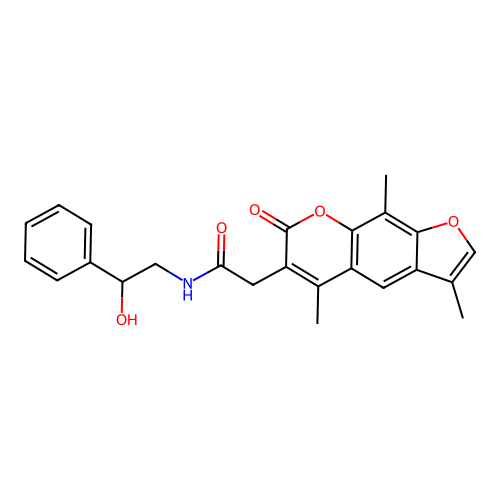 N-(2-hydroxy-2-phenylethyl)-2-(3,5,9-trimethyl-7-oxo-7H-furo[3,2-g]chromen-6-yl)acetamide structure