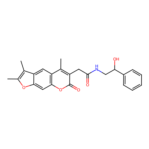 N-(2-hydroxy-2-phenylethyl)-2-(2,3,5-trimethyl-7-oxo-7H-furo[3,2-g]chromen-6-yl)acetamide structure