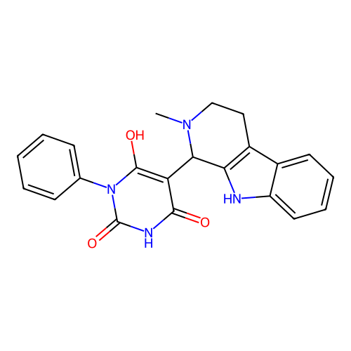 6-hydroxy-5-(2-methyl-2,3,4,9-tetrahydro-1H-pyrido[3,4-b]indol-1-yl)-3-phenylpyrimidine-2,4(1H,3H)-dione structure