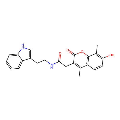 N-(2-(1H-indol-3-yl)ethyl)-2-(7-hydroxy-4,8-dimethyl-2-oxo-2H-chromen-3-yl)acetamide structure