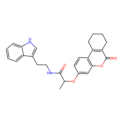 N-(2-(1H-indol-3-yl)ethyl)-2-((6-oxo-7,8,9,10-tetrahydro-6H-benzo[c]chromen-3-yl)oxy)propanamide structure