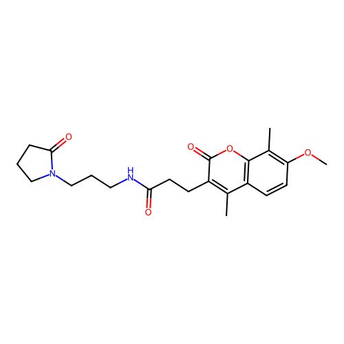 3-(7-methoxy-4,8-dimethyl-2-oxo-2H-chromen-3-yl)-N-(3-(2-oxopyrrolidin-1-yl)propyl)propanamide structure
