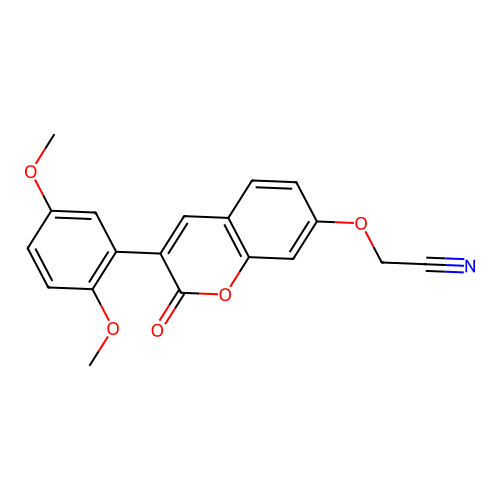 2-((3-(2,5-dimethoxyphenyl)-2-oxo-2H-chromen-7-yl)oxy)acetonitrile structure