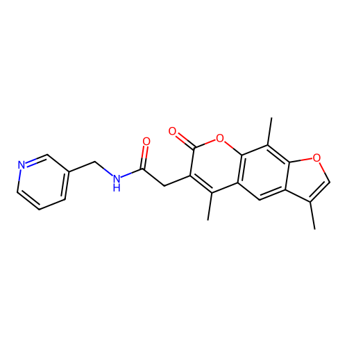 N-(pyridin-3-ylmethyl)-2-(3,5,9-trimethyl-7-oxo-7H-furo[3,2-g]chromen-6-yl)acetamide structure