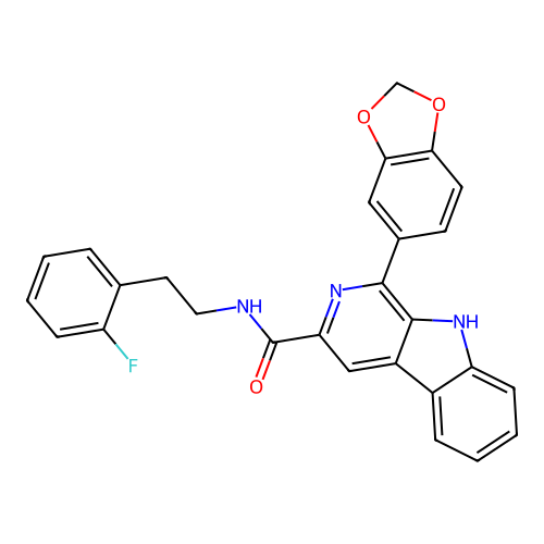 1-(1,3-benzodioxol-5-yl)-N-[2-(2-fluorophenyl)ethyl]-9H-beta-carboline-3-carboxamide structure