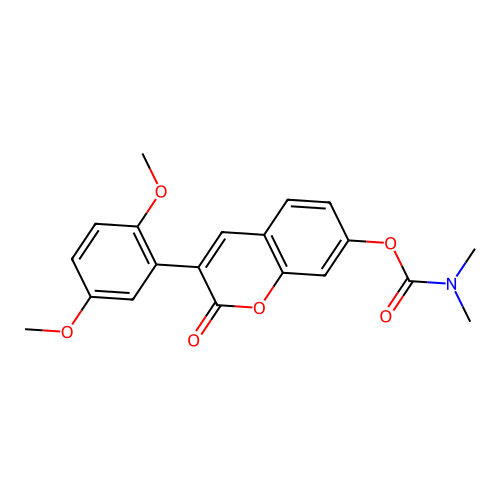 3-(2,5-dimethoxyphenyl)-2-oxo-2H-chromen-7-yl dimethylcarbamate structure