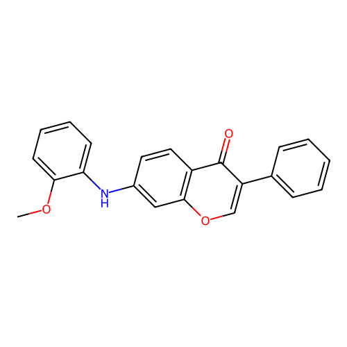 7-((2-methoxyphenyl)amino)-3-phenyl-4H-chromen-4-one structure