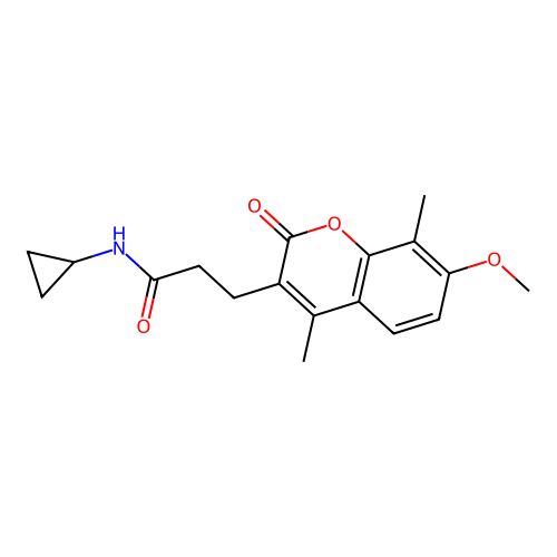 N-cyclopropyl-3-(7-methoxy-4,8-dimethyl-2-oxo-2H-chromen-3-yl)propanamide structure