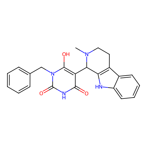 3-benzyl-6-hydroxy-5-(2-methyl-2,3,4,9-tetrahydro-1H-pyrido[3,4-b]indol-1-yl)pyrimidine-2,4(1H,3H)-dione structure