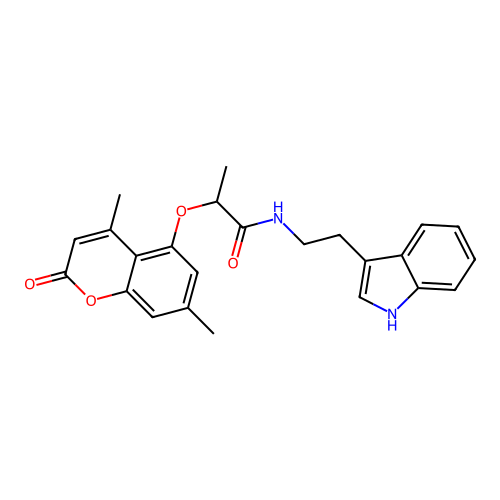 N-(2-(1H-indol-3-yl)ethyl)-2-((4,7-dimethyl-2-oxo-2H-chromen-5-yl)oxy)propanamide structure