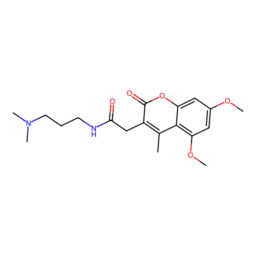 2-(5,7-dimethoxy-4-methyl-2-oxo-2H-chromen-3-yl)-N-(3-(dimethylamino)propyl)acetamide structure