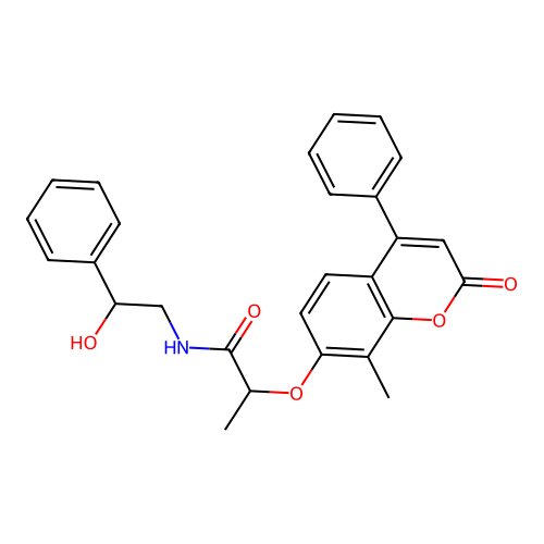 N-(2-hydroxy-2-phenylethyl)-2-((8-methyl-2-oxo-4-phenyl-2H-chromen-7-yl)oxy)propanamide structure