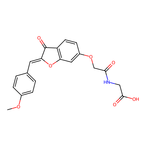 (Z)-2-(2-((2-(4-methoxybenzylidene)-3-oxo-2,3-dihydrobenzofuran-6-yl)oxy)acetamido)acetic acid structure