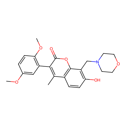 3-(2,5-Dimethoxyphenyl)-7-hydroxy-4-methyl-8-(morpholin-4-ylmethyl)chromen-2-one structure