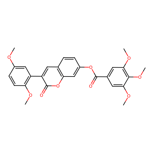 3-(2,5-dimethoxyphenyl)-2-oxo-2H-chromen-7-yl 3,4,5-trimethoxybenzoate structure