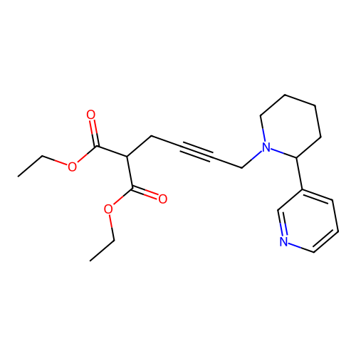 Diethyl {4-[2-(pyridin-3-yl)piperidin-1-yl]but-2-yn-1-yl}propanedioate structure