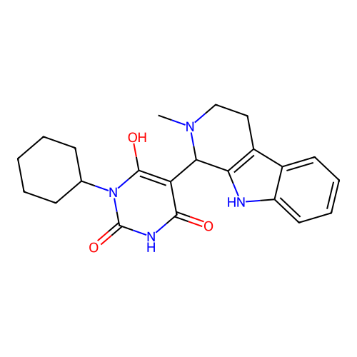 3-cyclohexyl-6-hydroxy-5-(2-methyl-2,3,4,9-tetrahydro-1H-pyrido[3,4-b]indol-1-yl)pyrimidine-2,4(1H,3H)-dione structure