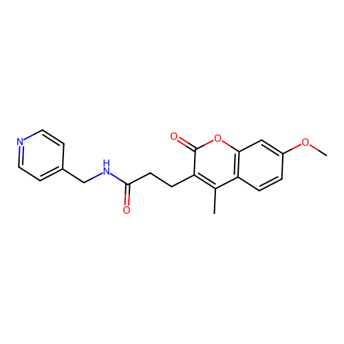 3-(7-methoxy-4-methyl-2-oxo-2H-chromen-3-yl)-N-(pyridin-4-ylmethyl)propanamide structure