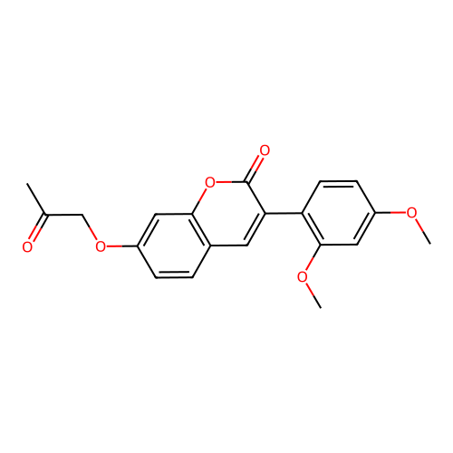 3-(2,4-dimethoxyphenyl)-7-(2-oxopropoxy)-2H-chromen-2-one structure